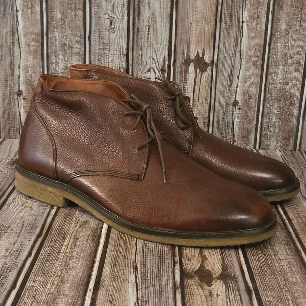 Sz 13 M Mens Johnston & Murphy Copeland Chukka Brown Leather Crepe Sole Boots